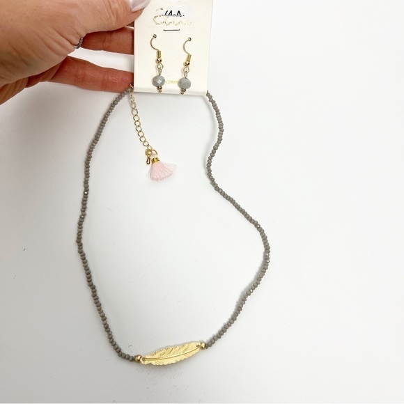 Ella's Jewelry - NWT Ella's Earrings and necklace with feather and tassel